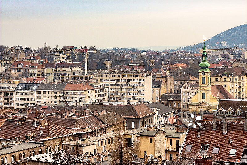 高角度的城市景观对天空图片素材