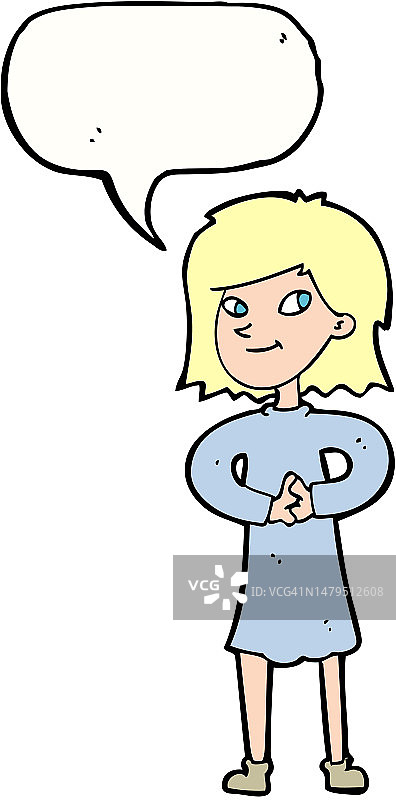 卡通快乐女人说话泡沫图片素材