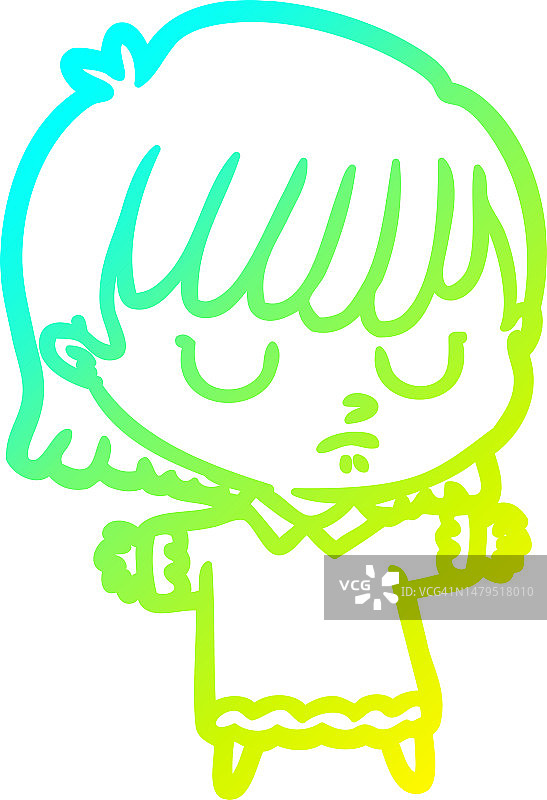 冷梯度线画一个卡通女人图片素材