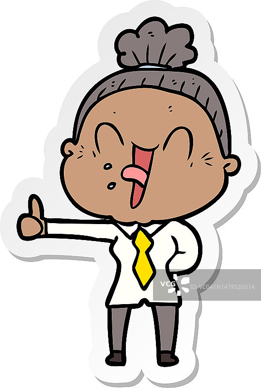 一个卡通的快乐老妇人的贴纸图片素材