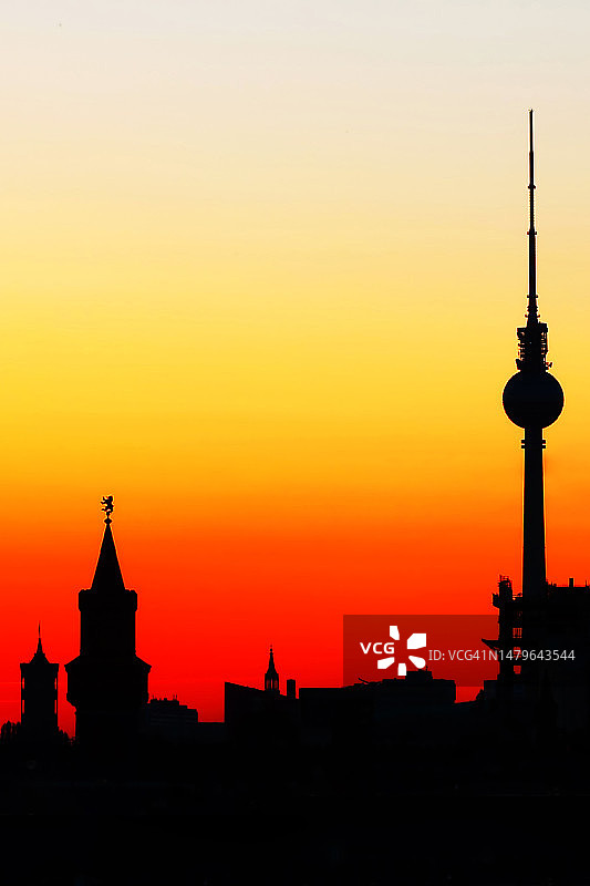 柏林天际线剪影图片素材