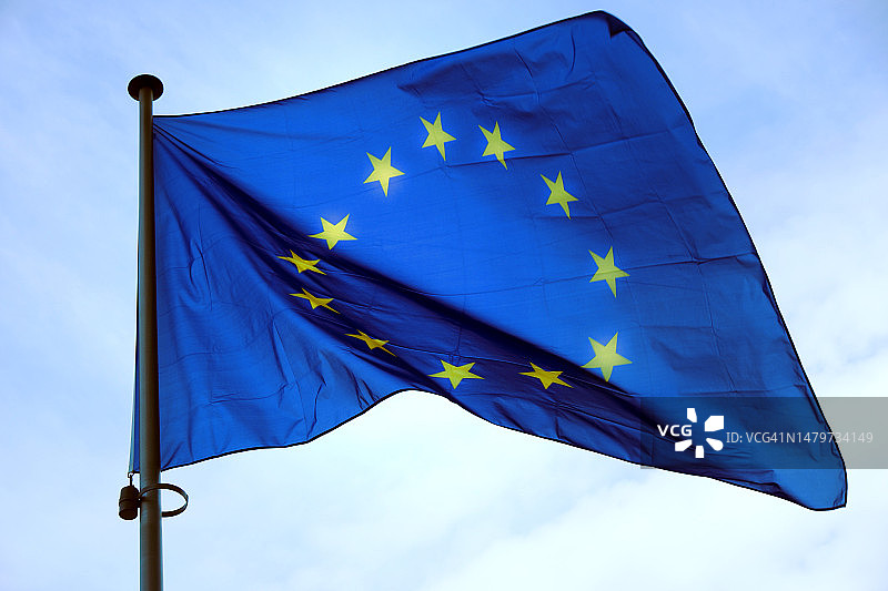 蓝色欧盟旗帜图片素材