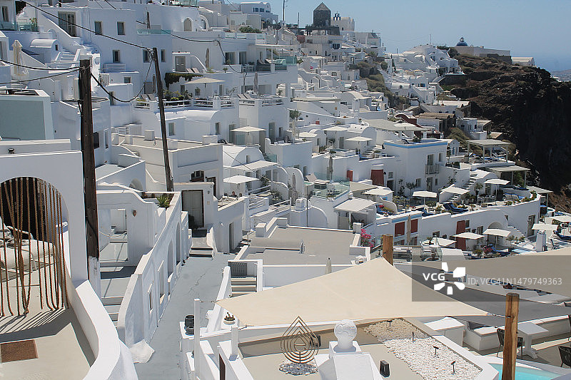 希腊城镇建筑高角度视图图片素材