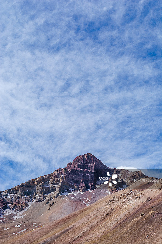 雪山天空美景，阿根廷门多萨省阿空加瓜山图片素材