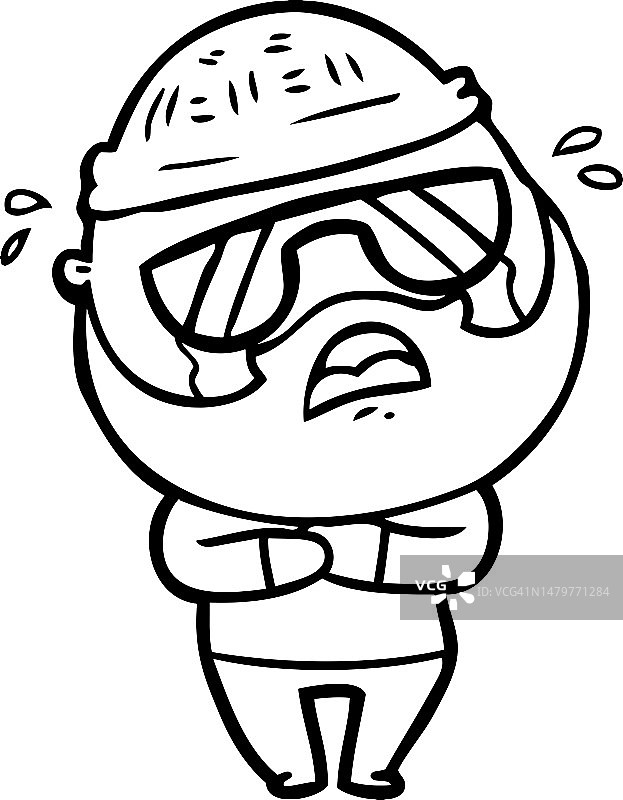 戴着太阳镜哭泣的卡通胡须男人图片素材