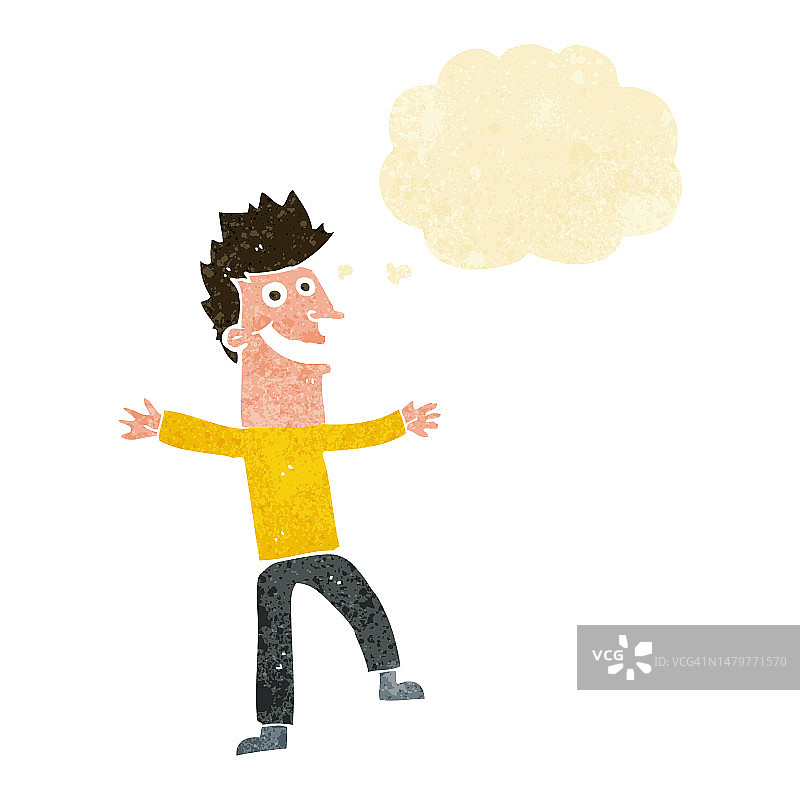 卡通快乐人与思想泡泡图片素材