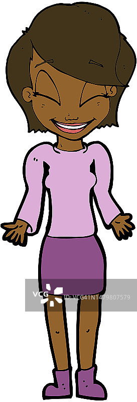 卡通快乐的女人耸肩图片素材