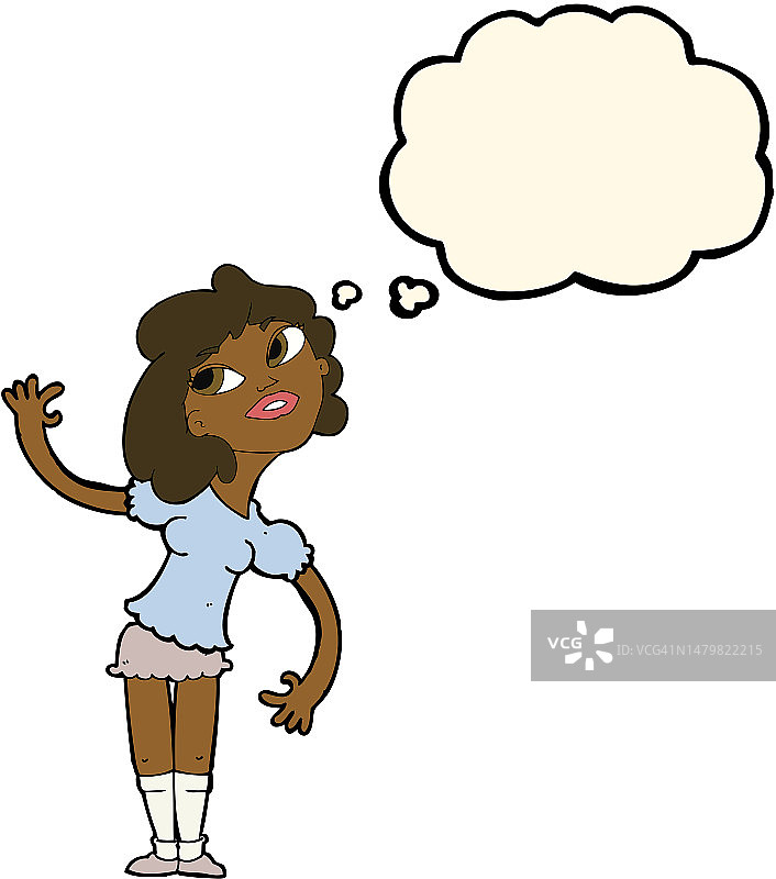 卡通女人挥舞着思想泡泡图片素材