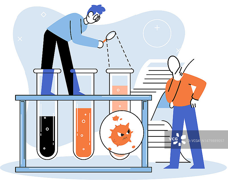 医疗研究概念：病毒学在实验室中对抗病毒，手持疫苗试管图片素材