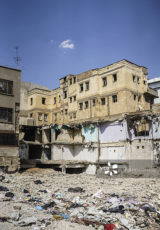 地震后倒塌建筑物的残骸图片素材