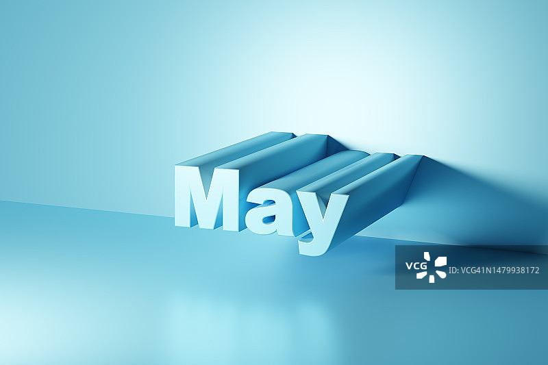 五月份蓝色背景3D渲染图片素材