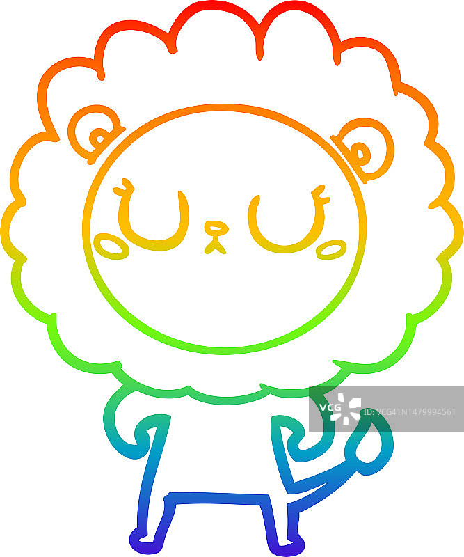 卡通狮子的彩虹渐变线条画图片素材