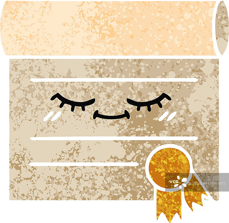 复古插画风格证书卡通图片素材