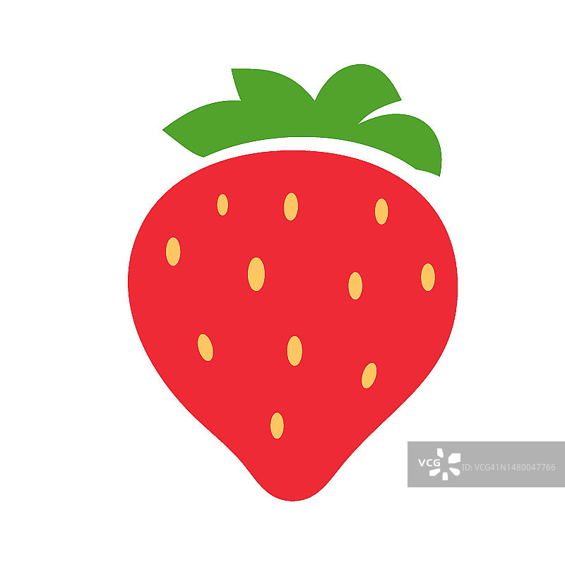 红色草莓果实与绿色叶子，清爽夏日甜点图片素材