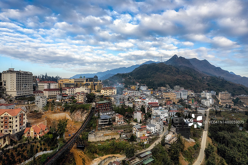 越南老街省沙巴市鸟瞰图片素材