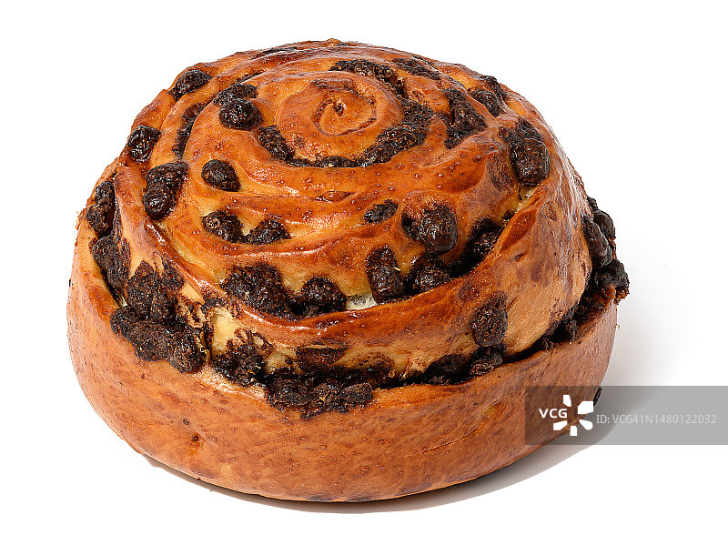 白色背景上带巧克力的圆形烘焙面包，罗马尼亚图片素材