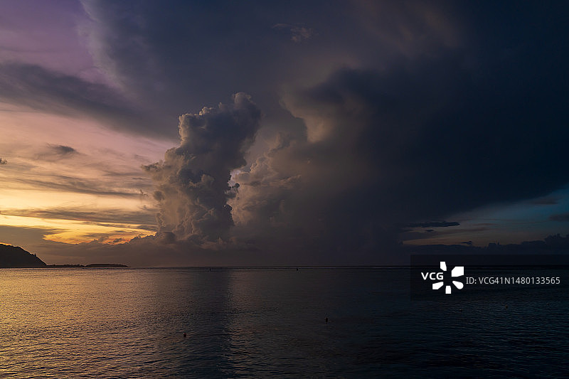 法属波利尼西亚日落景色图片素材