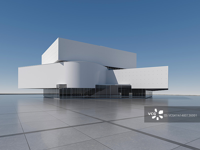 空旷的建筑背景2.5D效果图片素材