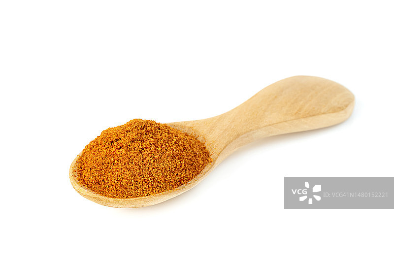 白背景木勺红辣椒粉图片素材