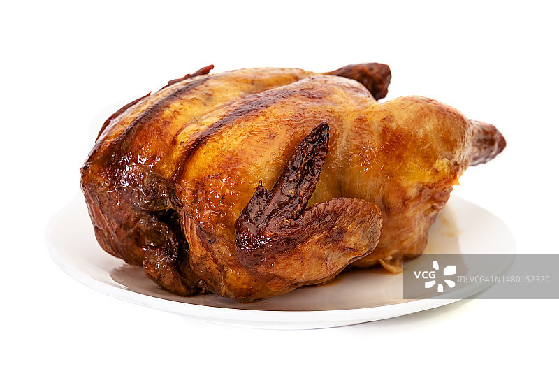 烤鸡肉（白色背景，罗马尼亚克拉约瓦）图片素材