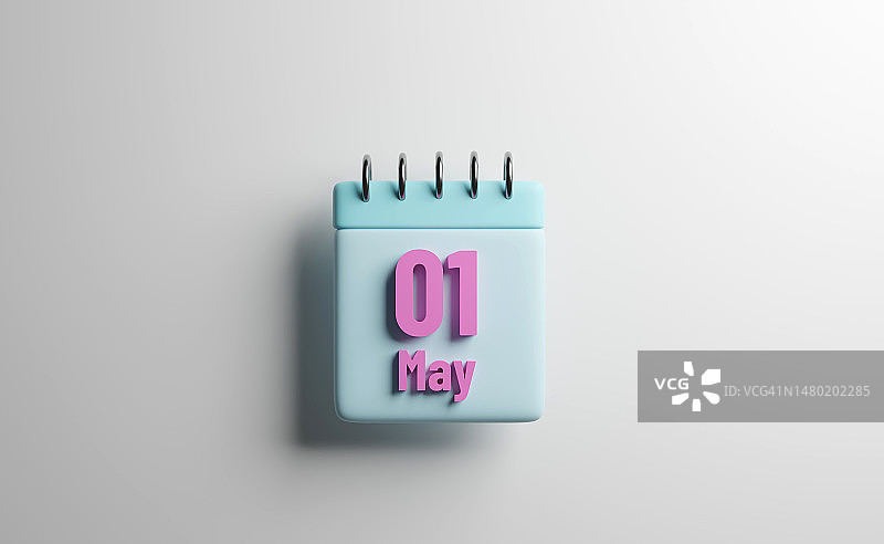 5月1日日历图标3D渲染图片素材
