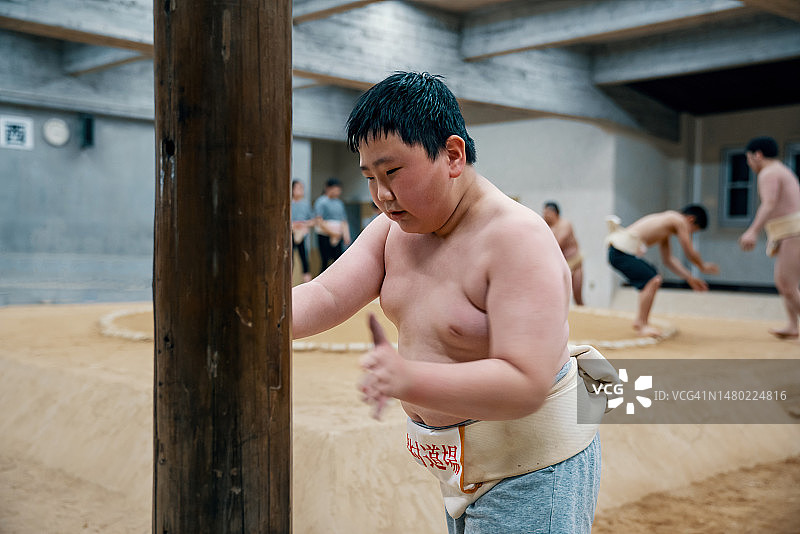 练习相扑的小学生图片素材