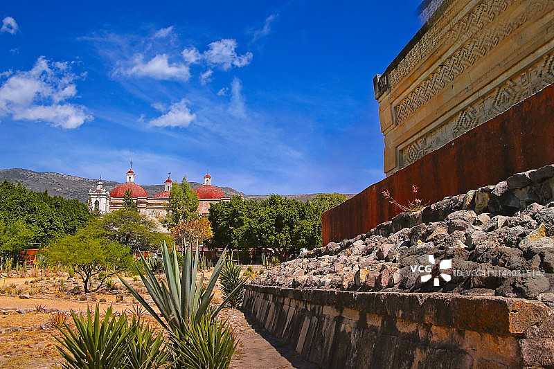 瓦哈卡米特拉圣巴勃罗教堂，中美洲考古遗址图片素材