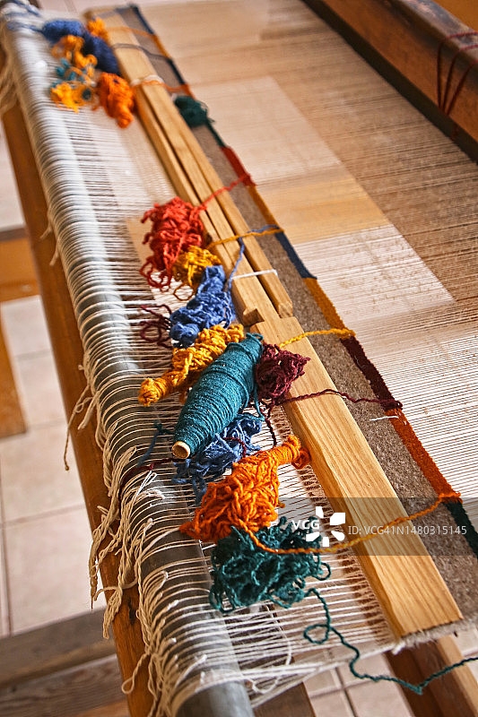 瓦哈卡地毯织机和线图片素材