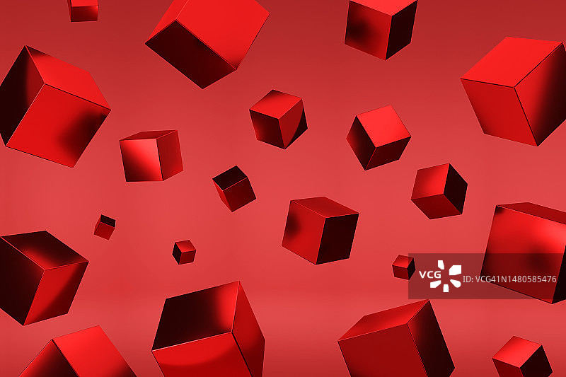 红色黑色光面立方体未来主义背景3D图案图片素材