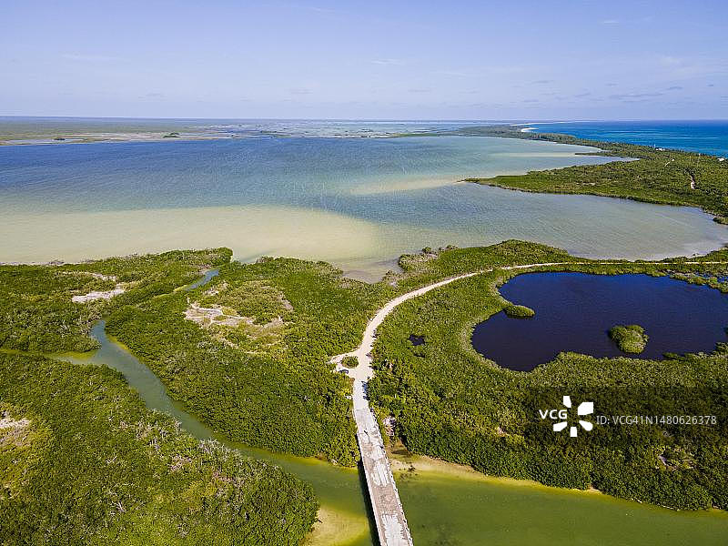 墨西哥希安卡安生物圈保护区航拍图片素材