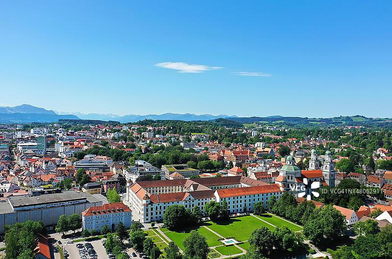 德国肯普滕和圣洛伦茨大教堂航拍图片素材