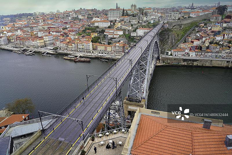 路易一世大桥和杜罗河畔的陶瓦屋顶，世界文化遗产，葡萄牙波尔图图片素材