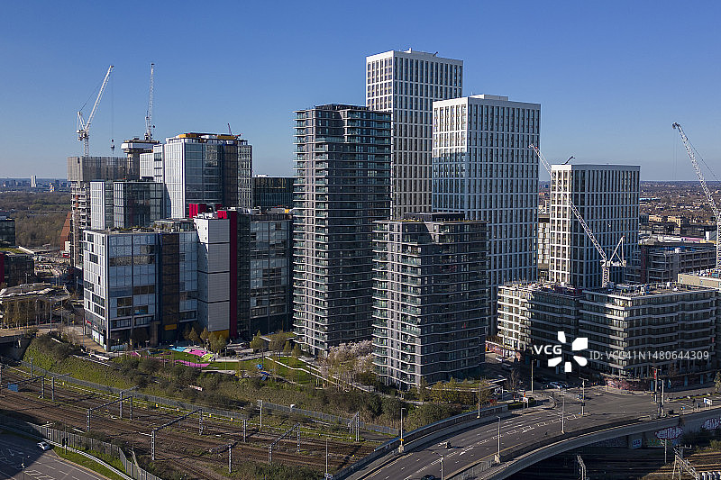 伦敦斯特拉特福德市鸟瞰图片素材