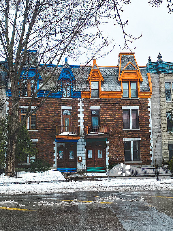 蒙特利尔的彩色房屋图片素材