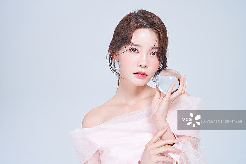 美丽彩妆面部特写图片素材