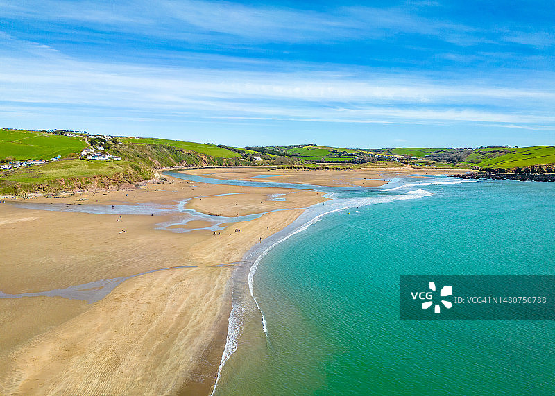 德文郡比格伯里海滩的班塔姆海滩图片素材