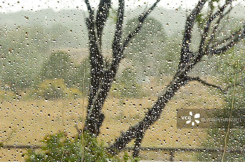 雨中窗景图片素材