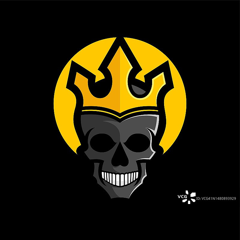 国王骷髅简约吉祥物风格矢量插画图片素材