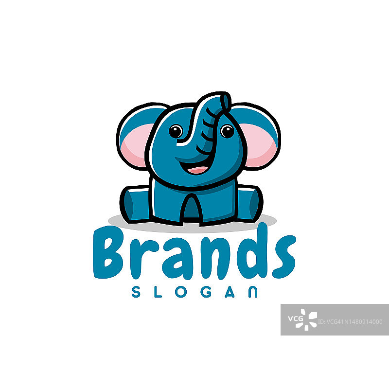 微笑的大象幼崽图标矢量图图片素材