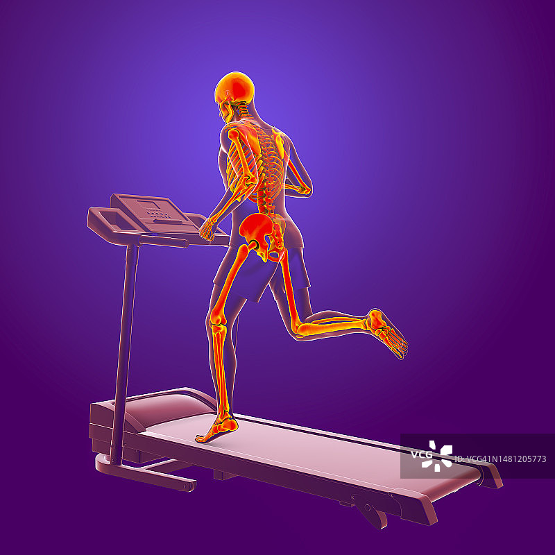 在跑步机上跑步的骨骼插图图片素材