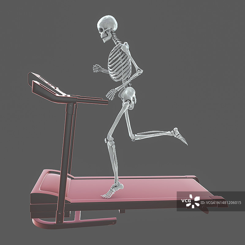 在跑步机上跑步的骨骼插图图片素材