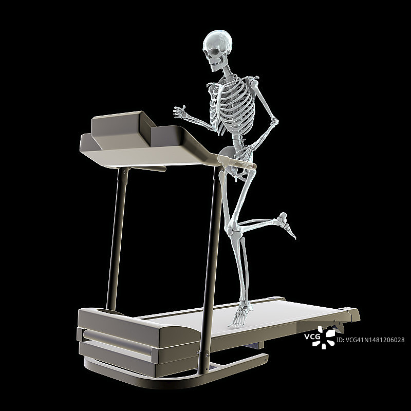 在跑步机上跑步的骨骼插图图片素材