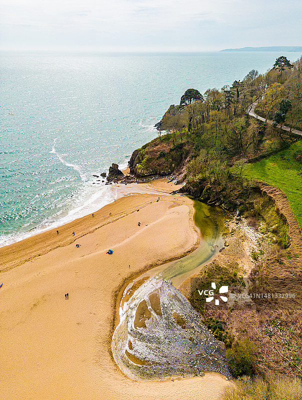 德文郡布莱克浦沙滩的海岬图片素材