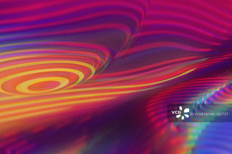 抽象交织数字扭曲品红色、粉色、紫色、橙色、黄色、红色霓虹波浪背景图片素材