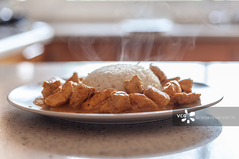 鸡肉蒂卡玛沙拉配印度香米图片素材