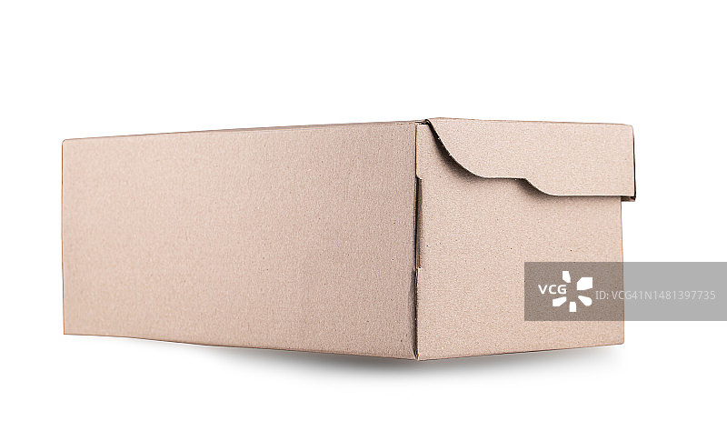 带盖的棕色纸板鞋盒，用于鞋子或运动鞋产品图片素材