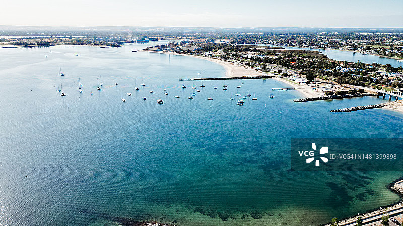 澳大利亚西澳大利亚州班伯里的空中海景和城市景观图片素材