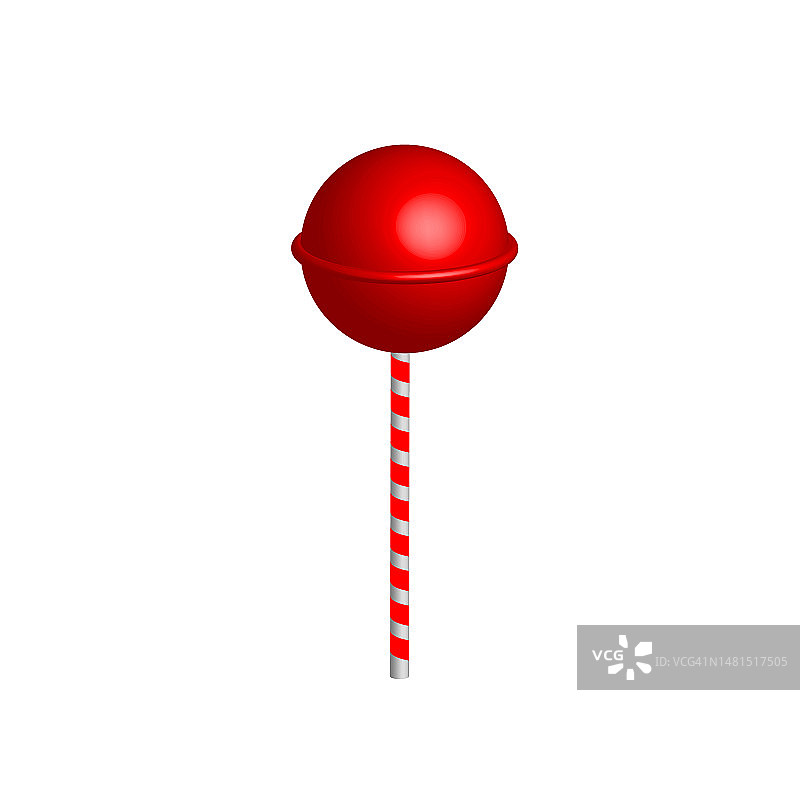 白色背景上的红色草莓味棒棒糖图片素材