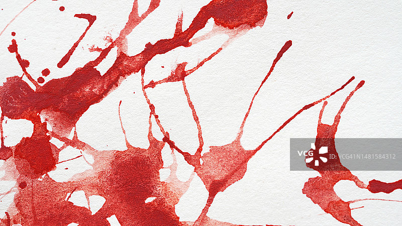 抽象背景，白色画布上的红色墨水滴图片素材