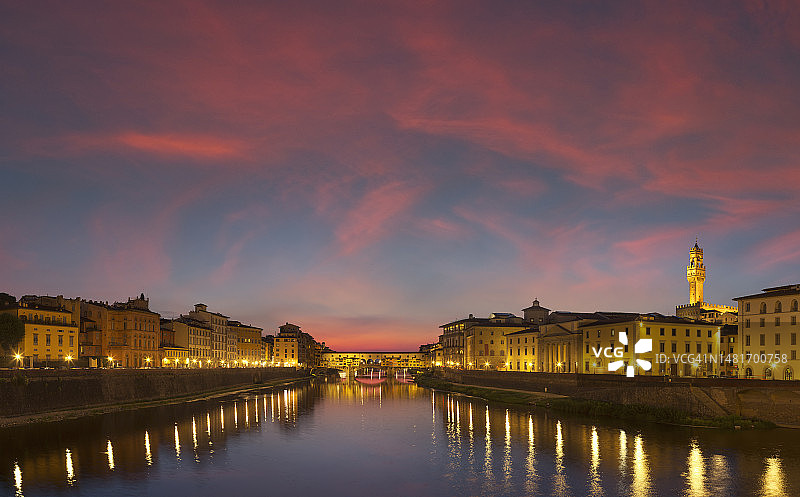 黄昏时分的佛罗伦萨阿诺河图片素材